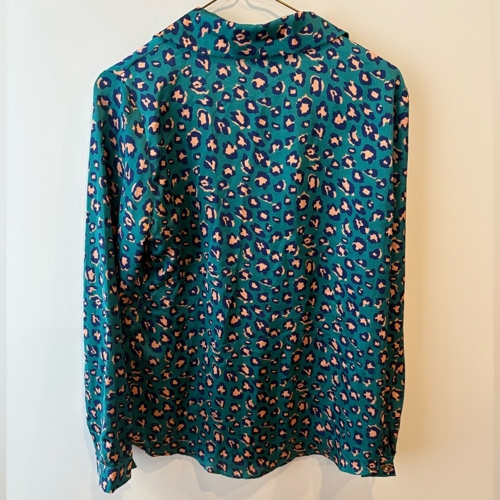 Never Fully Dressed Teal Leopard Print Blouse - Picture 4 of 5
